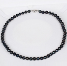 7-8mm naturel rond noir collier de perles d'eau douce perles pour les femmes