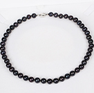 8-9mm Natural Round Black Freshwater Pearl Beaded Necklace for Women