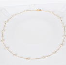 5.5-6mm rotund natural alb colier de perle cu apă de mare lanț de aur 18K