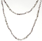 Lange Halskette Kette 6-7mm graue Perlen und Smoky Farbe Kristall Halskette