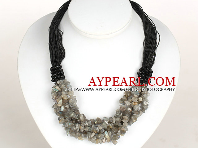 Bold Necklace Multi Strands Flashing Stone Chips Necklace