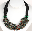 Bold Necklace Multi Strands Indian Agate Chips Necklace