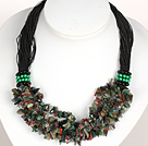 Fet Halsband Multi Strands Indian Agate Chips Halsband