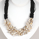 Bold Necklace Multi Strands Gray Agate Chips Necklace