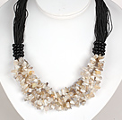 Fet Halsband Multi Strands Gray Agate Chips Halsband