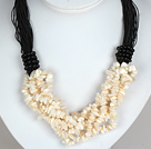 Gras collier multi brins blanc Shell Collier Chips