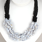 Wholesale Bold Necklace Multi Strands Purple Agate Chips Necklace