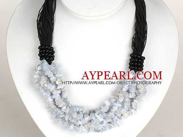 Bold Halsband Multi Strands Lila Agate Chips Halsband