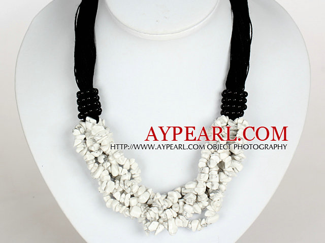 Bold Necklace Multi Strands Howlite Chips Necklace