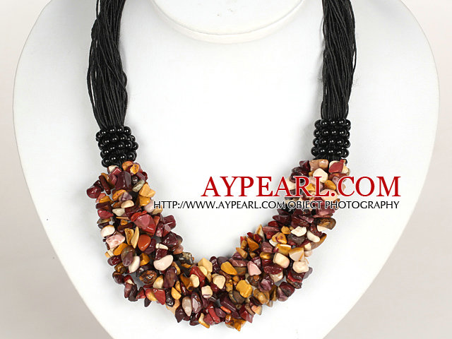 Gras collier multi brins Silver Leaf Agate Collier Chips