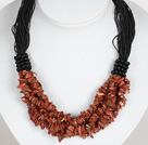 Bold Necklace Multi Strands Golden Sandstone Chips Necklace