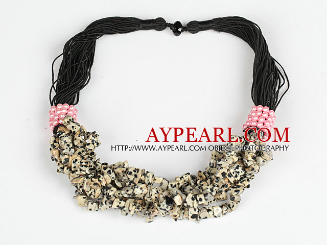 Жирный ожерелье Мульти пряди Leopard пятна Фишки ожерелье