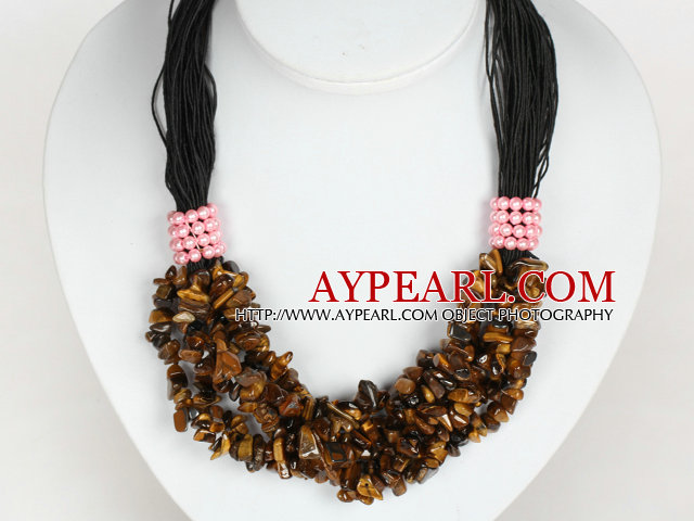 Bold Halskette Multi Strands Tiger Eye Chips Halskette