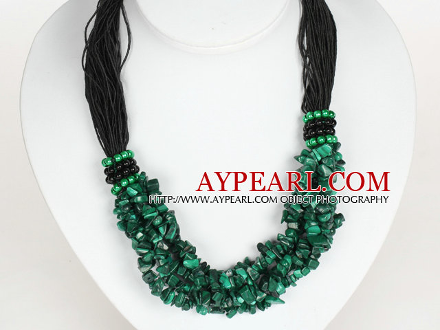 Bold Necklace Multi Strands Peacock Stone Chips Necklace
