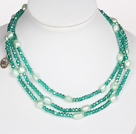 Green Color Baroque Pearl Crystal Long Style Necklace