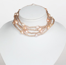 Baby Pink Color Baroque Pearl Crystal Long Style Halsband