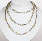 Gray Color Baroque Pearl Crystal Long Style Necklace