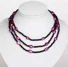 Dark Purple Color Baroque Pearl Crystal Long Style Necklace