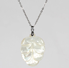 White Sea Shell Leaf Pendant Necklace with Metal Chain