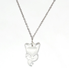 Clear Crystal Fox Pendant Necklace With Metal Chain