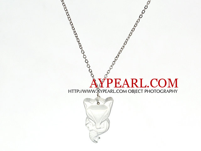 Collier avec pendentif en cristal de Fox avec chaîne en métal