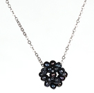 Natural Black Sötvatten Pearl Ball Pendant Halsband med metallkedja