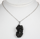 Collier avec pendentif Pixiu Obsidian avec chaîne en métal