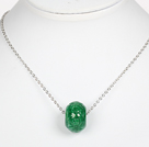 Green Gemstone Pendant Necklace with Metal Chain