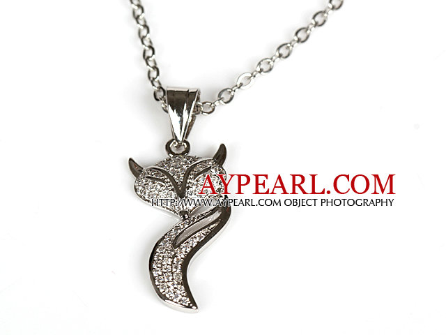 White Gold Plated Fox Pendant Halsband med metallkedja