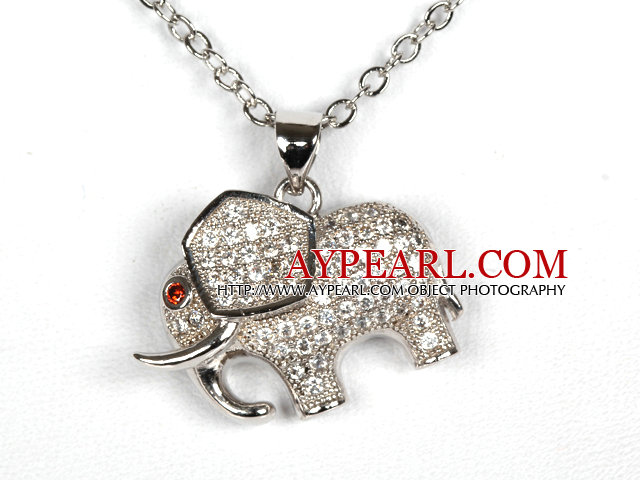 White Gold Plated Elephant Pendant Halsband med metallkedja