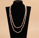 Wholesale Chic Long Style 7-8mm Natural Rice Light Purple Pearl Necklace Best Gift