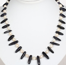 White Pearl and Blue Sandstone Necklace with Lobster Clasp