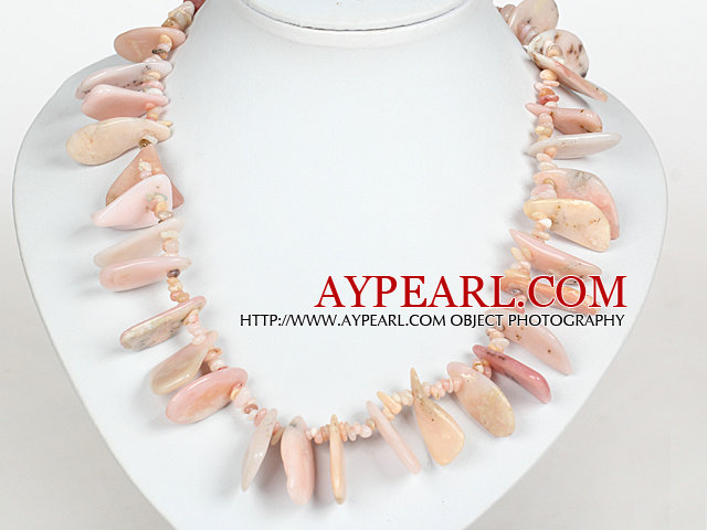 Uregelmessig Shape Pink Opal Stone Halskjede