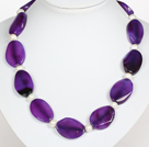 White Freshwater Pearl and Purple Agate Necklace with Moonlight Clasp