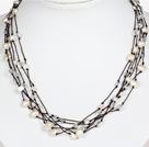 Multi Strands White Pearl und klarem Kristall Halskette