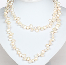 Irregular Shape Natural White Freshwater Pearl Long Style Necklace