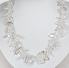 Natural White Freshwater Pearl and Clear Crystal Necklace