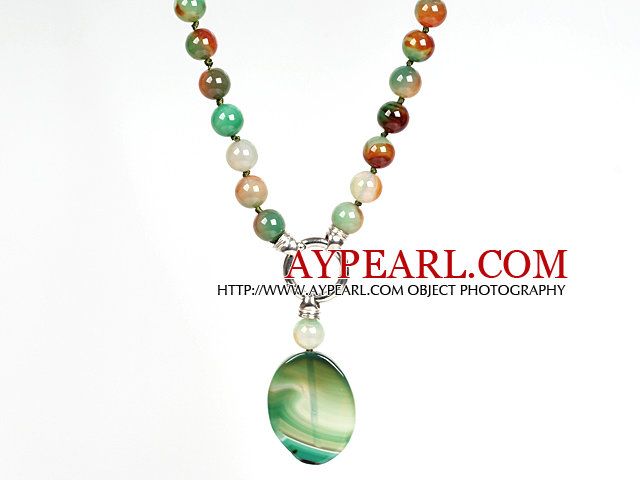 Peacock Agate Pendant Necklace for Women