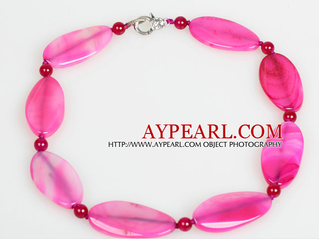 Σχήμα μάτι άλογο Rose Pink Agate λαιμό κολιέ κοσμήματα