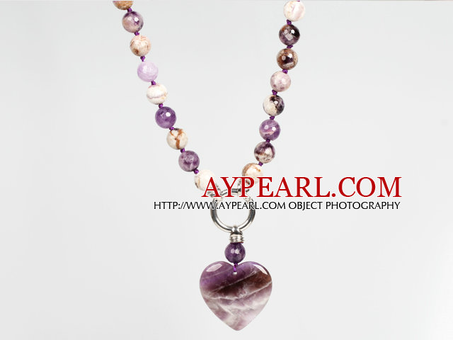 Fashion Amethyst Necklace with Amethyst Heart Shape Pendant