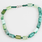 Wholesale Cylinder Shape Green Agate Choker Necklace Jewelry