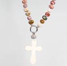 Wholesale Peacock Stone and Howlite Cross Pendant Necklace