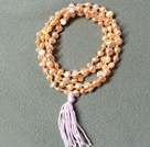 New Arrival Natural Pink Potato Pearl Necklace With Lavender Tassel (Also can be Bracelet)