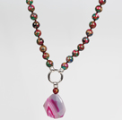 Wholesale Mosaic Crystal Agate Pendant Necklace