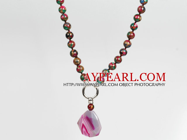 Collier avec pendentif Agate Cristal Mosaic