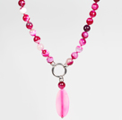 Faceted Rose Pink Agate Pendant Necklace Jewelry