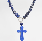Wholesale Incidence Angle Lapis and Blue Turquoise Cross Pendant Necklace