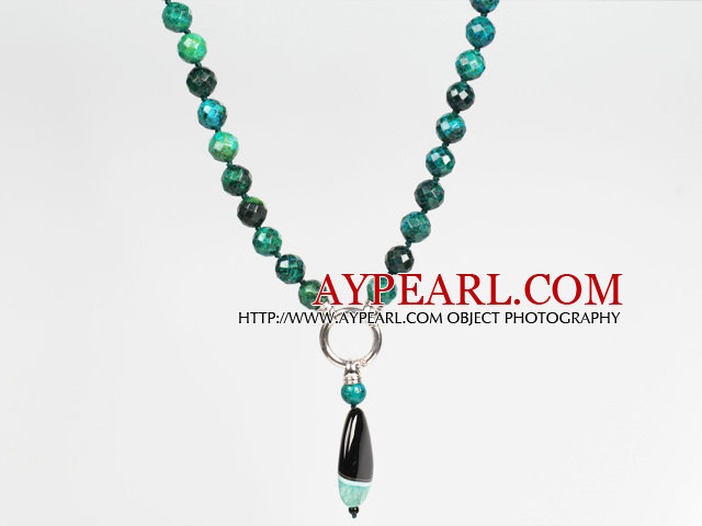 Faceted Phoenix and Crystallized Agate Pendant Necklace