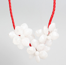 Fashion Style White Acrylic Flower Bib Statement Leather Necklace