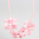 Fashion Style Pink Acryl Bloem Bib Verklaring Lederen Ketting